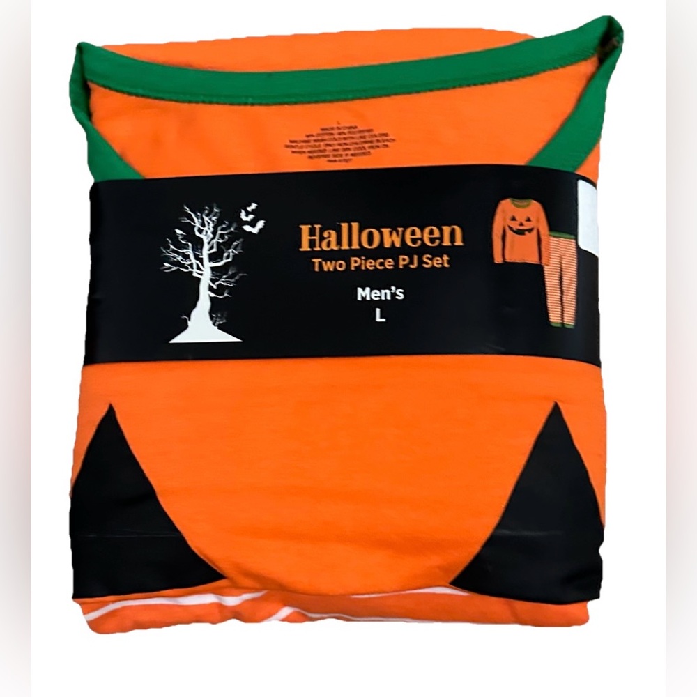 Men’s Halloween Jack O Lantern 2 Piece Pajama Set Size Large